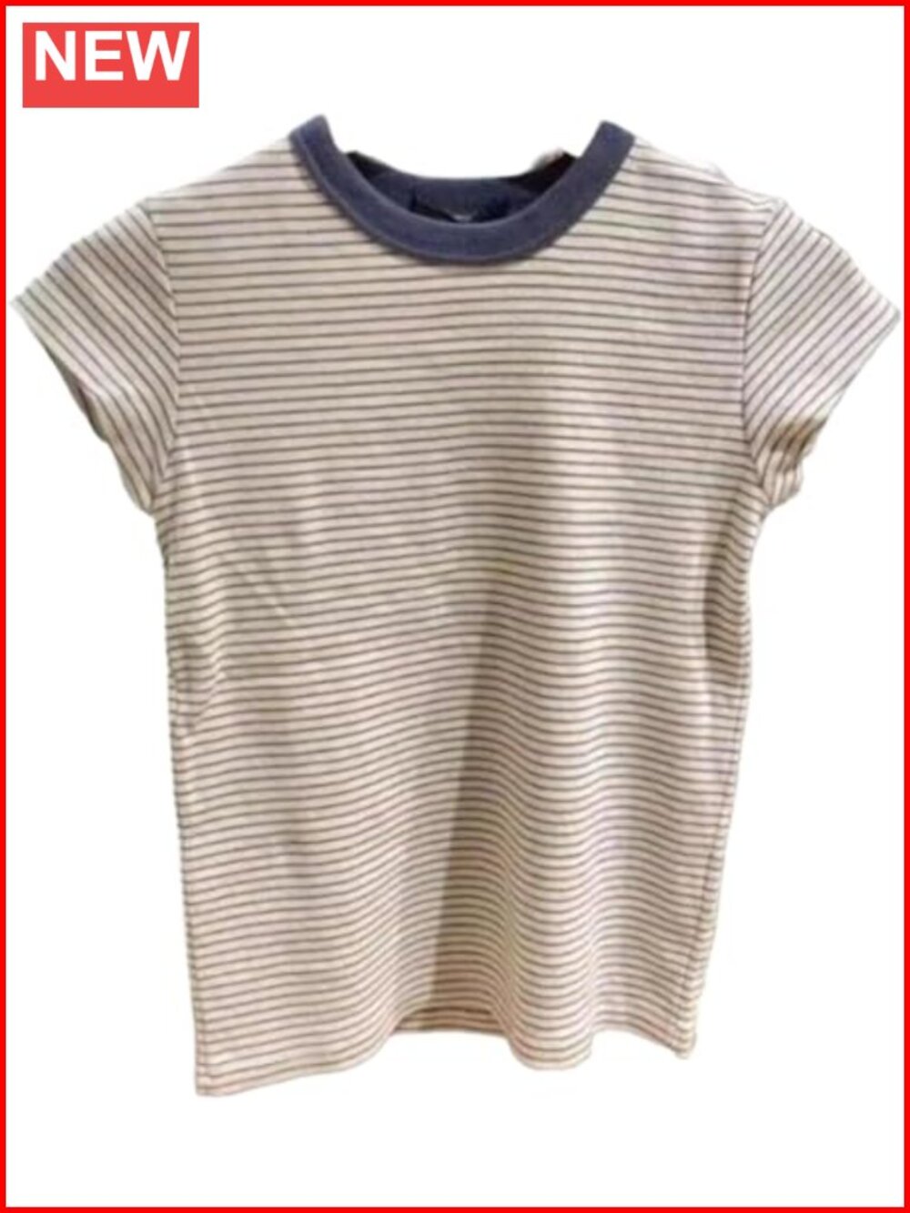Striped Short Sleeve Crew Neck Slim Fit Knit T Shirt Cotton Top